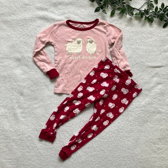 Wonder Nation Toddler Pajamas 24M | Pink Sheep Print GUC with Light Staining - Picture 1 of 16